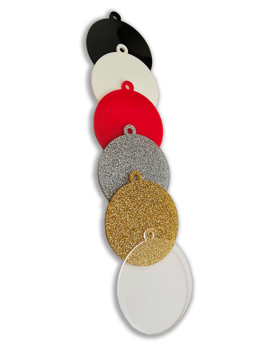 Unpersonalised Christmas bauble disks.