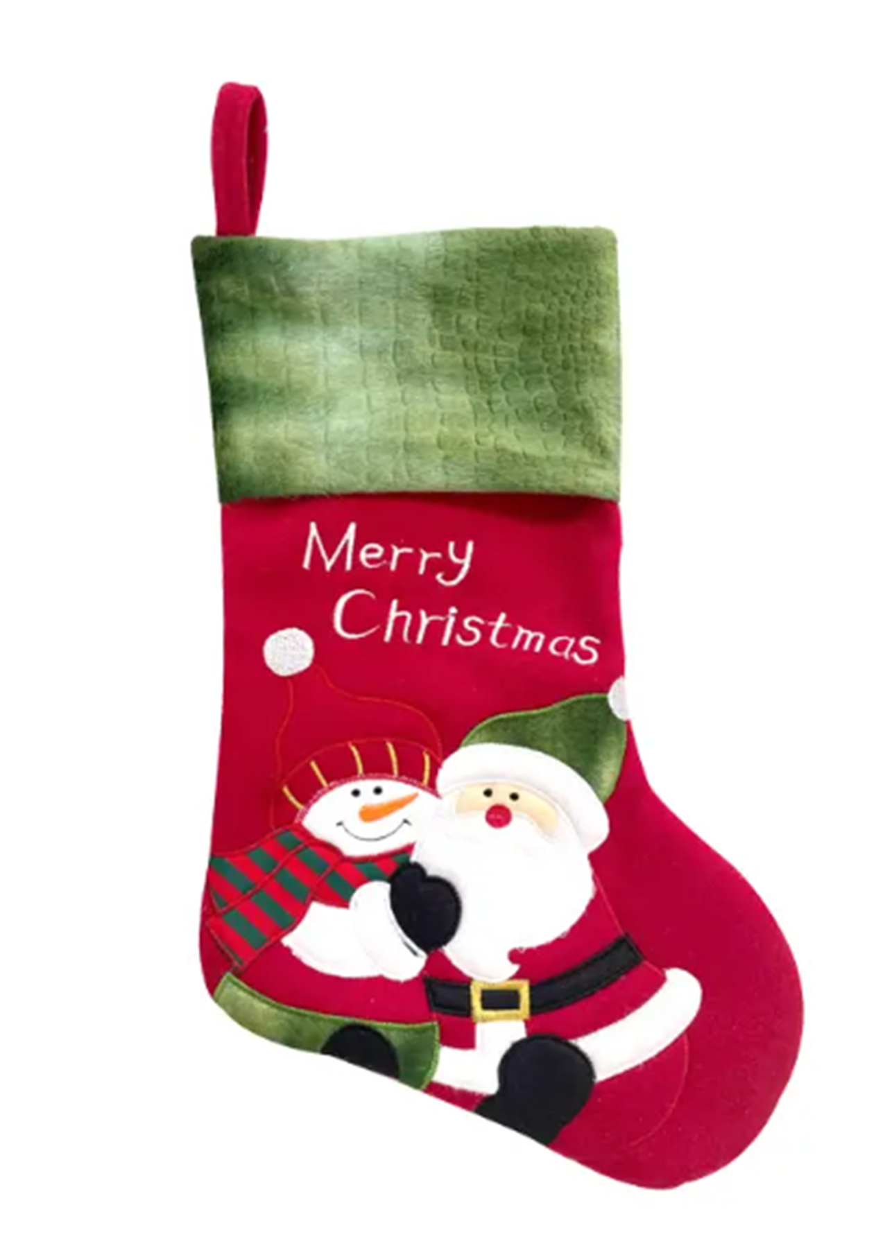 Christmas stocking unpersonalised. Santa and snowman