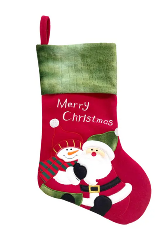 Christmas stocking unpersonalised. Santa and snowman