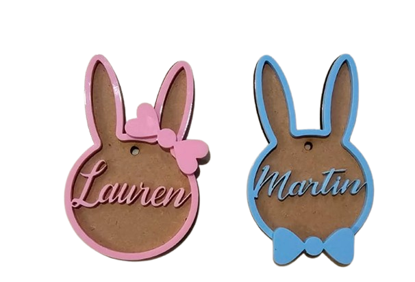 Personalised Easter name tags. Bows or bowties