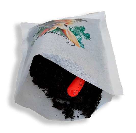 Unpersonalised seed and soil pouch.