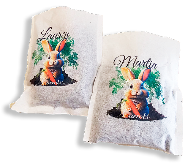 Easter seed and soil pouch personalised