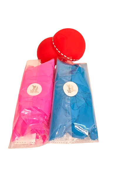 Gender reveal Cricket ball including both pink and blue powder
