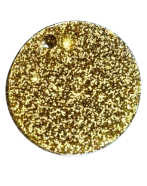 Glitter gold keyring/tag 5cm with hole