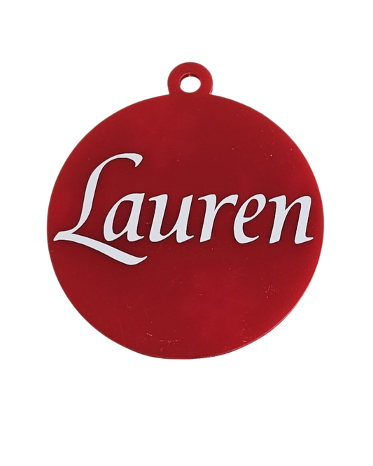 Bauble disk personalised. Name in fancy font