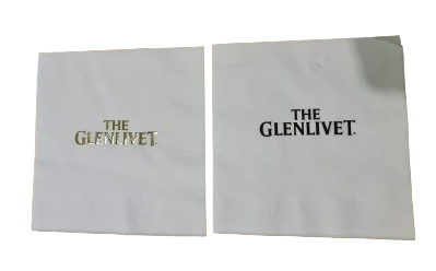 Branded serviettes. Plain black VS Gold foiled