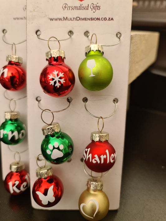 wine glass marker miniature baubles