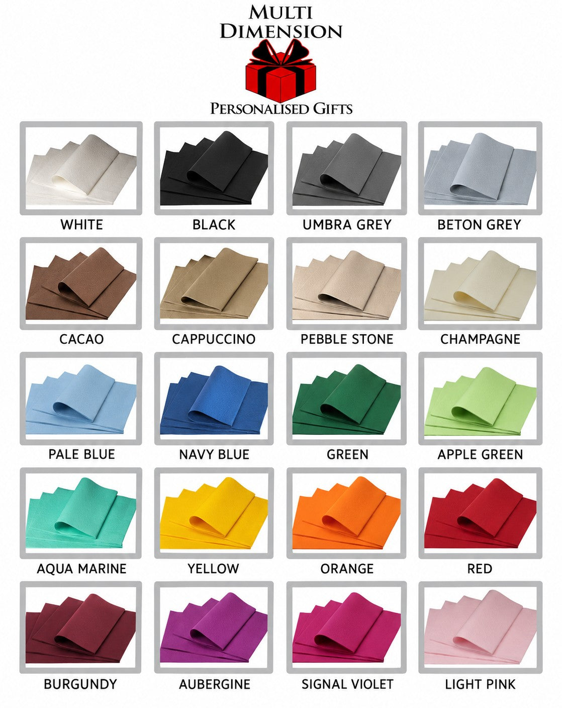 Air-laid napkin colours