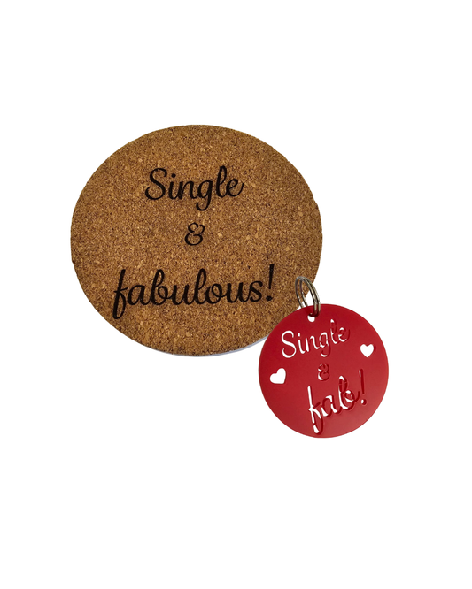 Anti-Valentine keyring and coaster set
