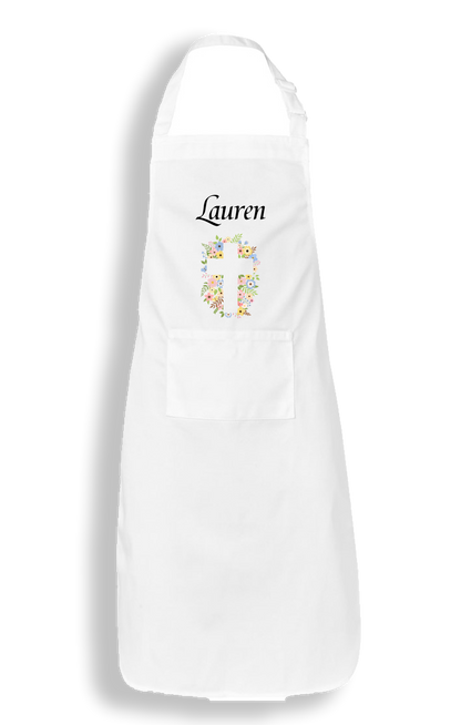 Personalised Easter apron with Cross in flowers
