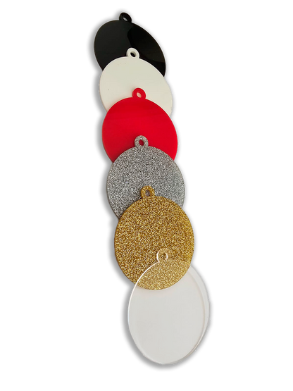 Unpersonalised Christmas bauble disks.