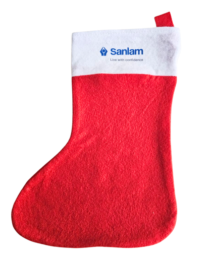 Full colour logo on Christmas stocking