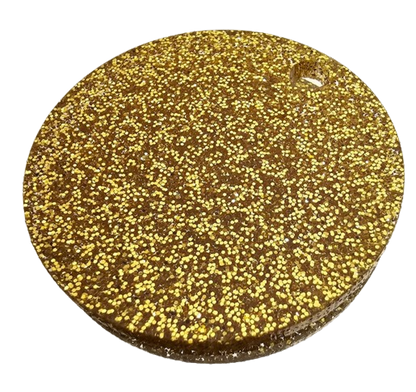 Glitter pink keyring/tag 5cm with hole