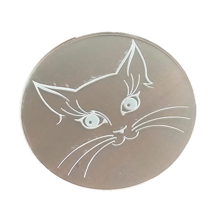 Coaster clear acrylic (Perspex) engraved cat face