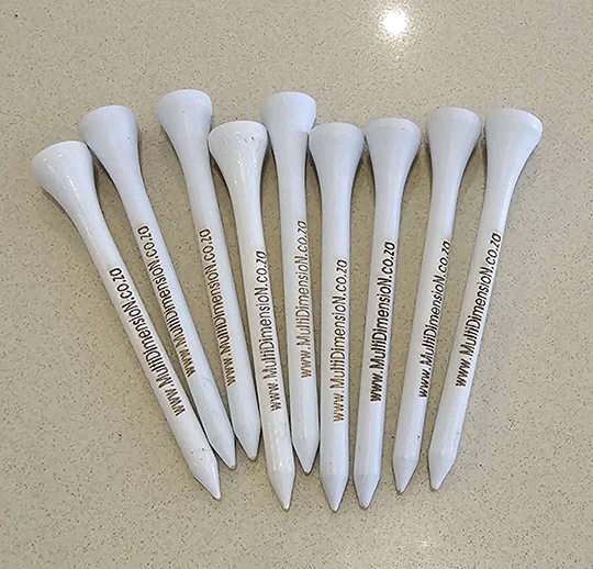 Golf tees laser engraved.  Branded or personalised