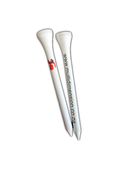 Golf tee printed website and logo