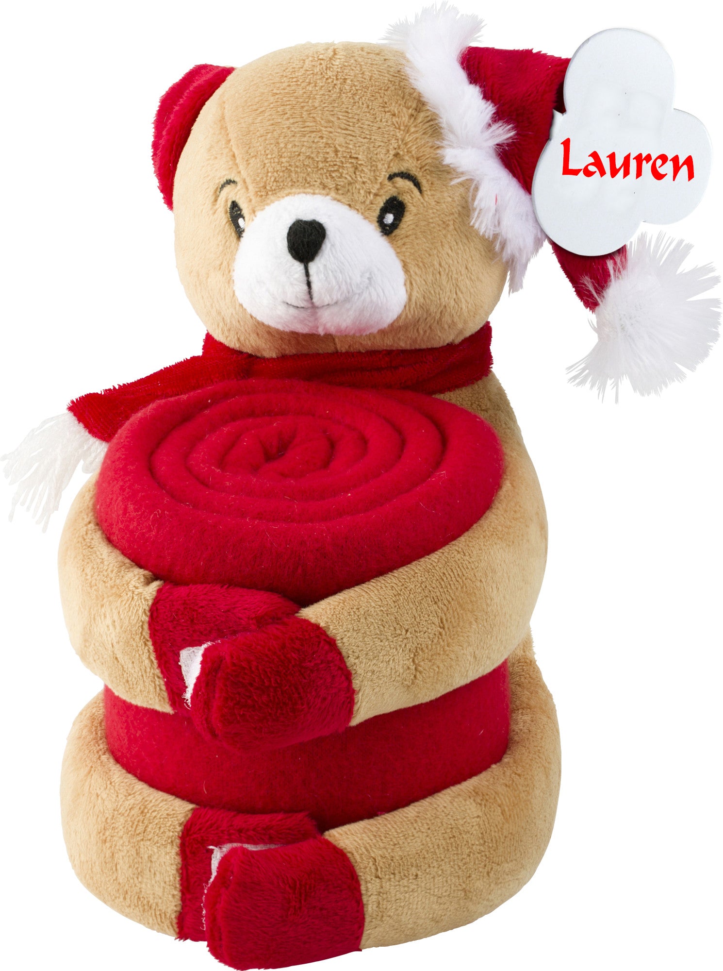 Personalised Christmas BEAR with personalised fleece blanket