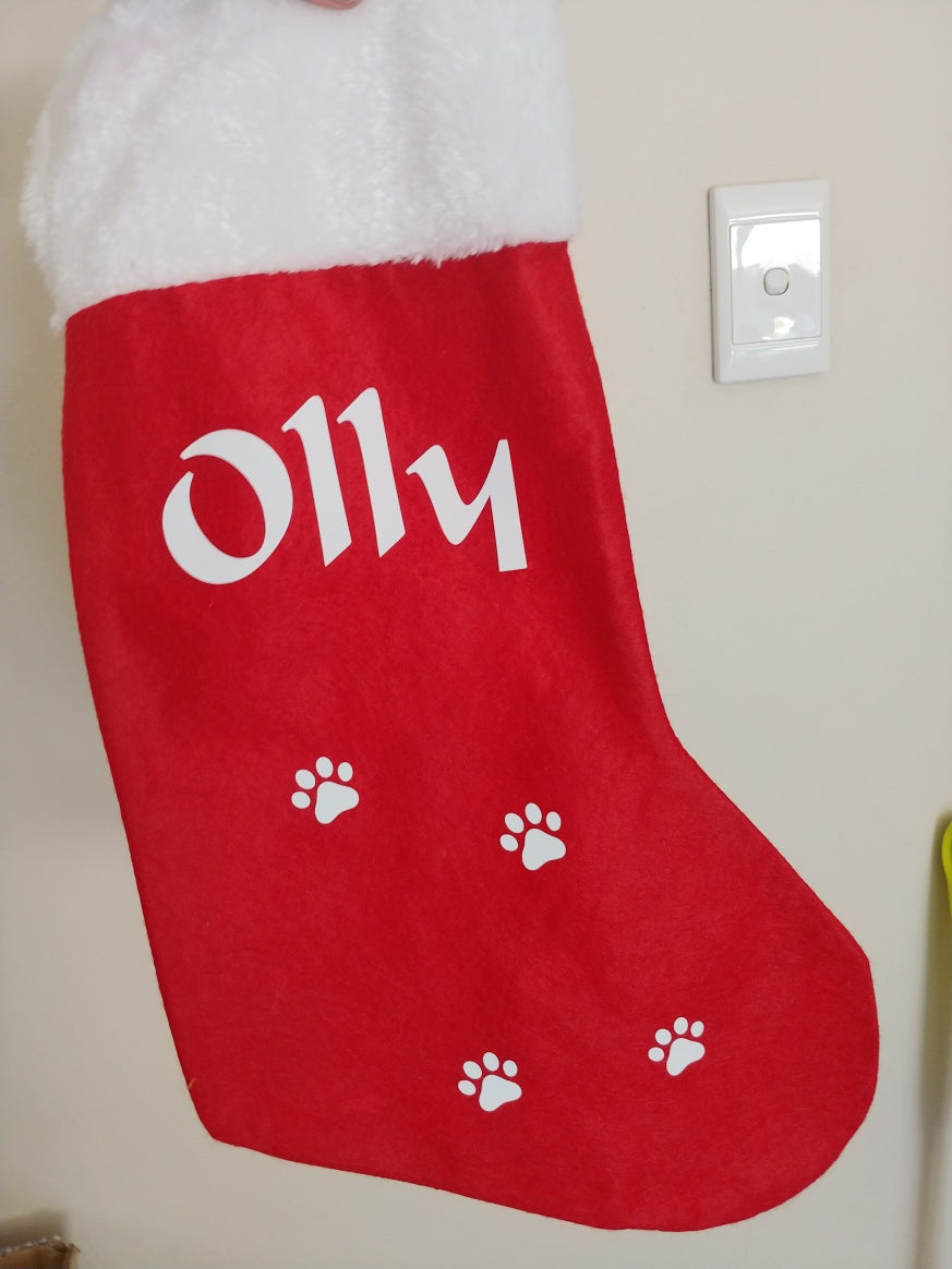 Personalised Christmas stocking paws
