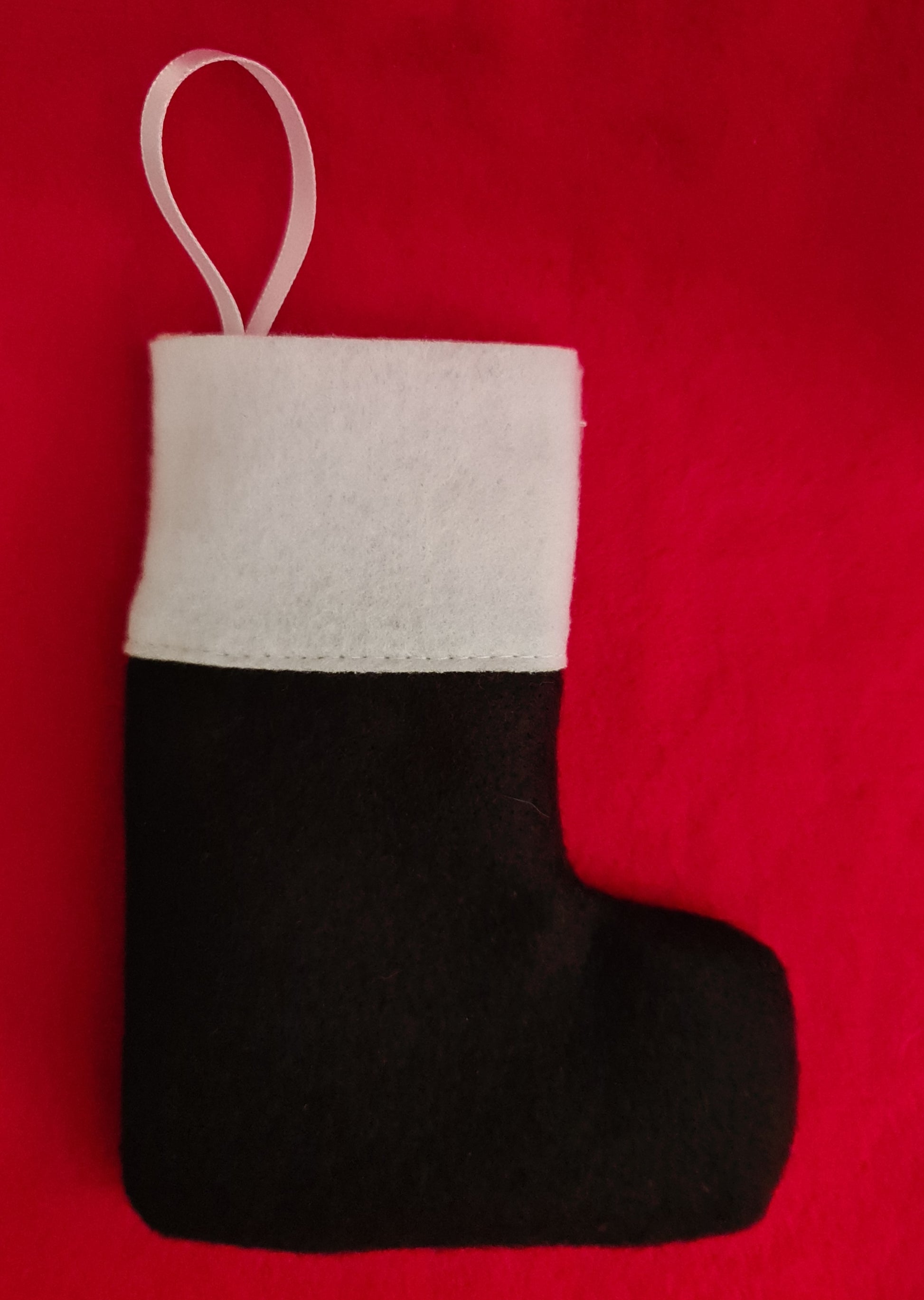 Miniature Christmas stocking - black and white