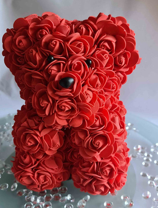 Valentine's teddy with roses. Foam teddy