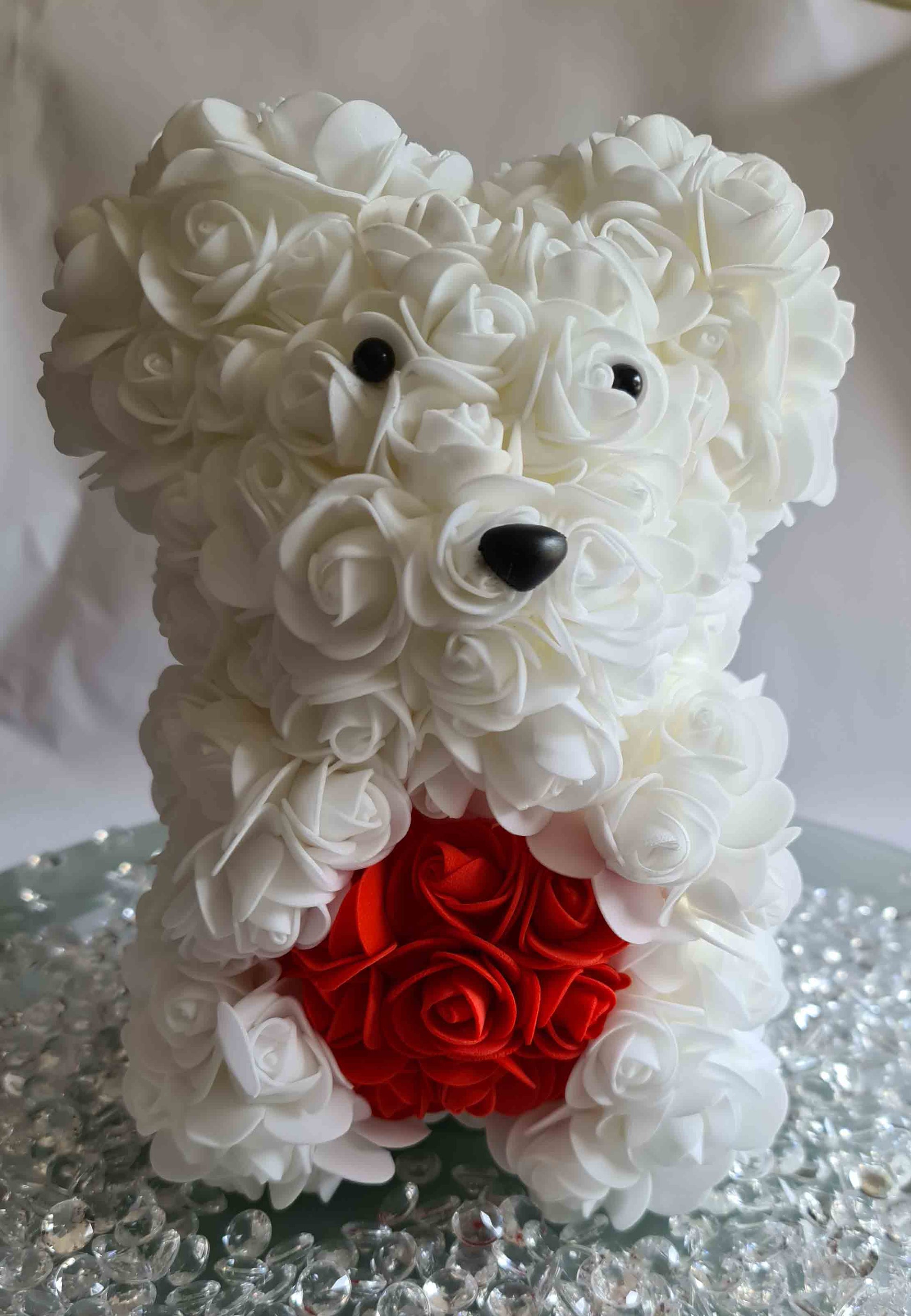 Valentine's teddy with roses. Foam teddy.