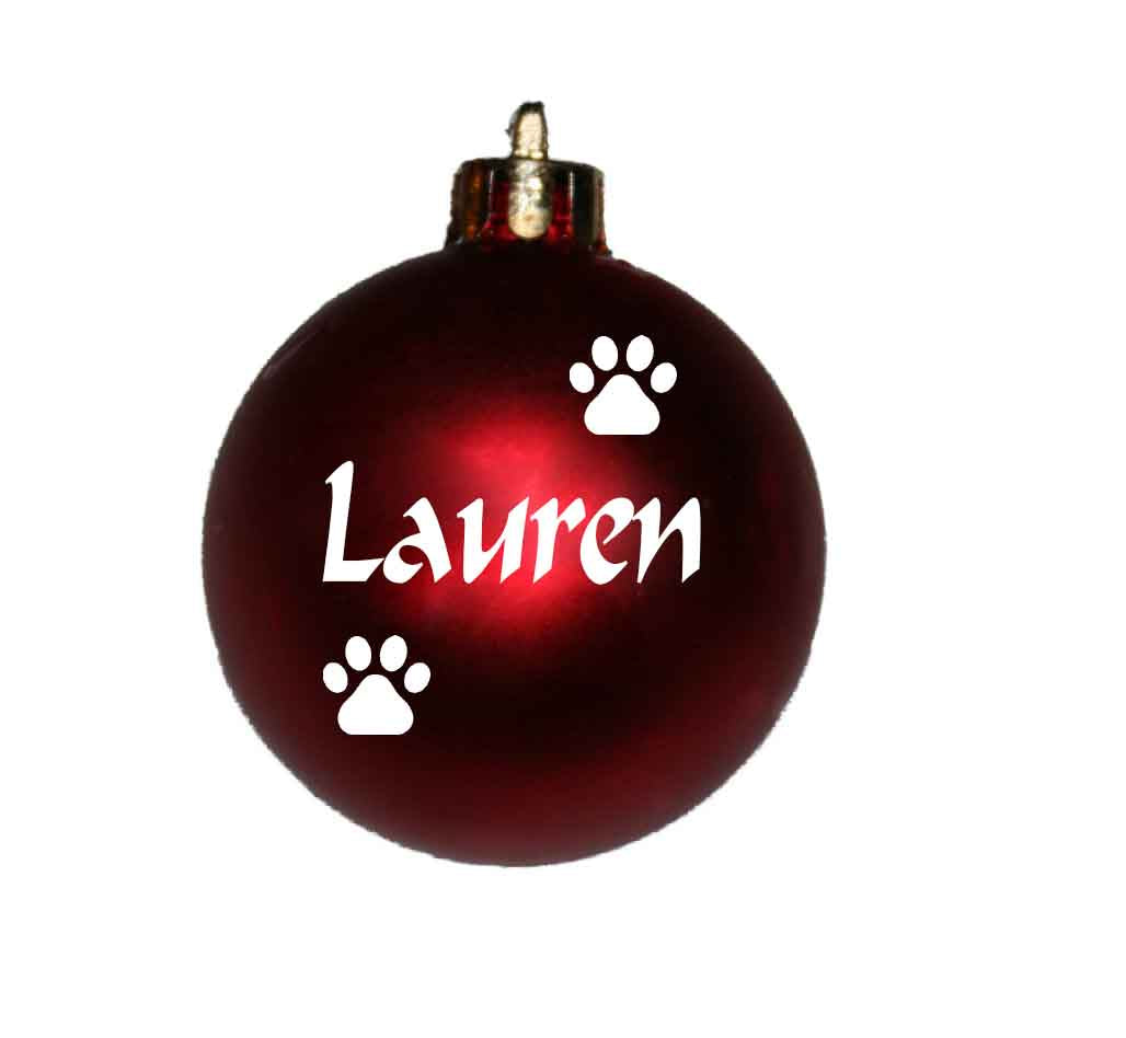 Personalised Christmas bauble with pawprints