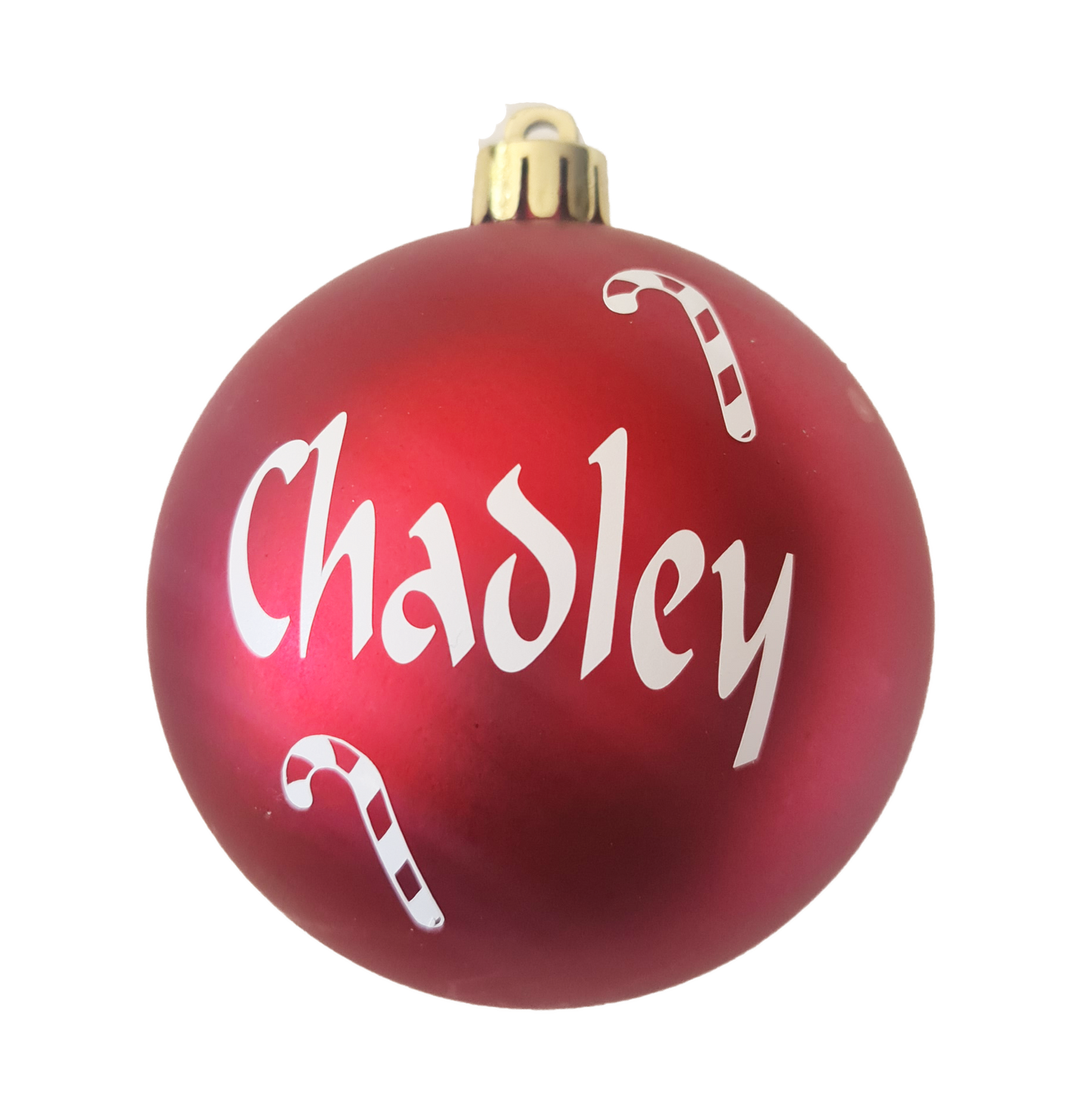 Personalised Christmas bauble with candy cane