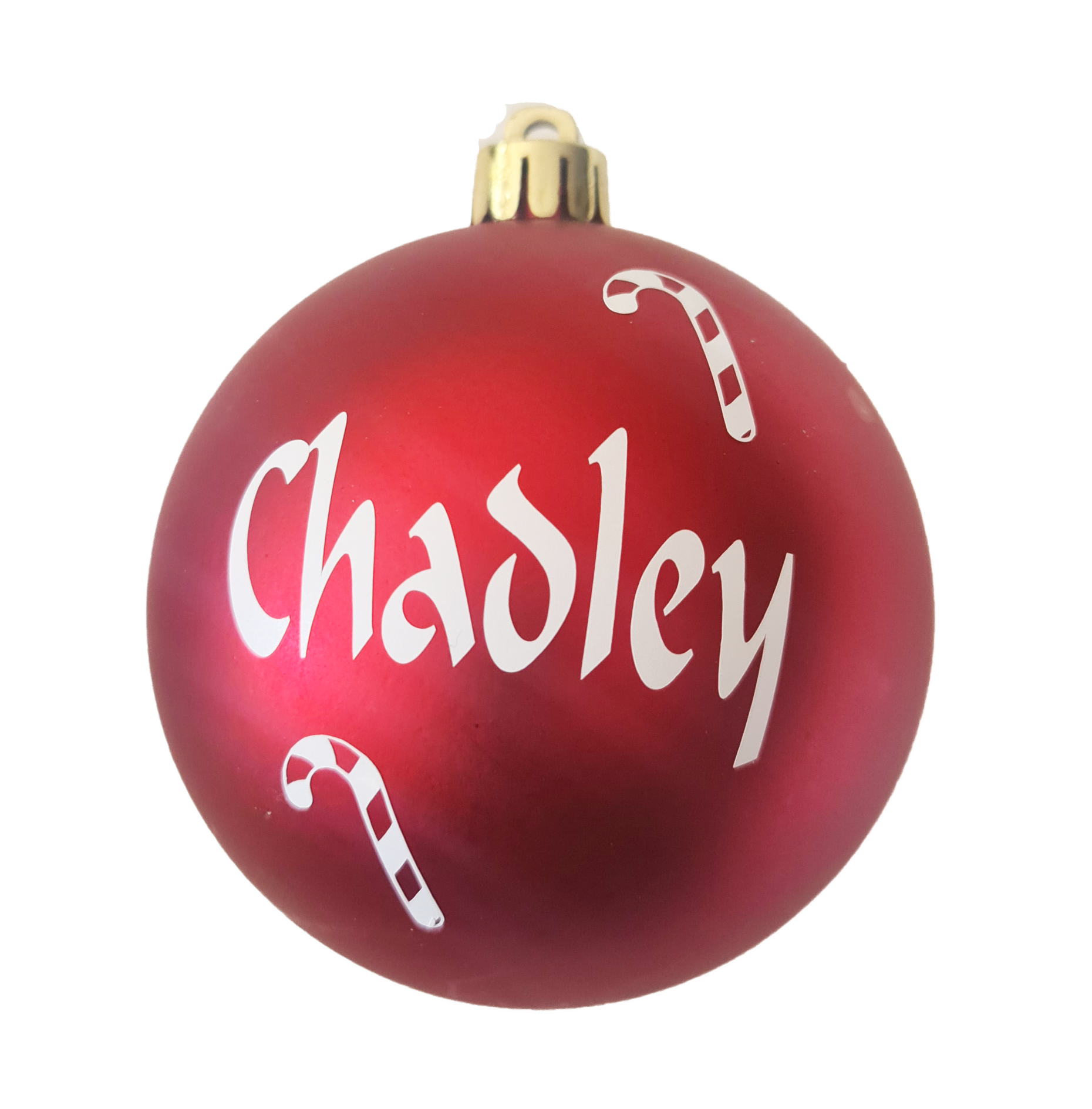 Personalised Christmas bauble with candy cane