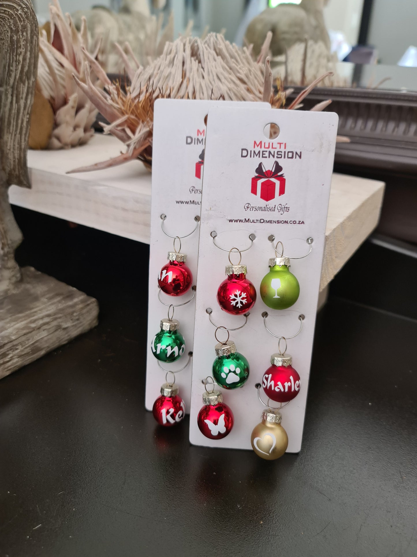 Personalised mini Christmas bauble glass marker