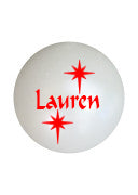 Personalised white bauble with red text