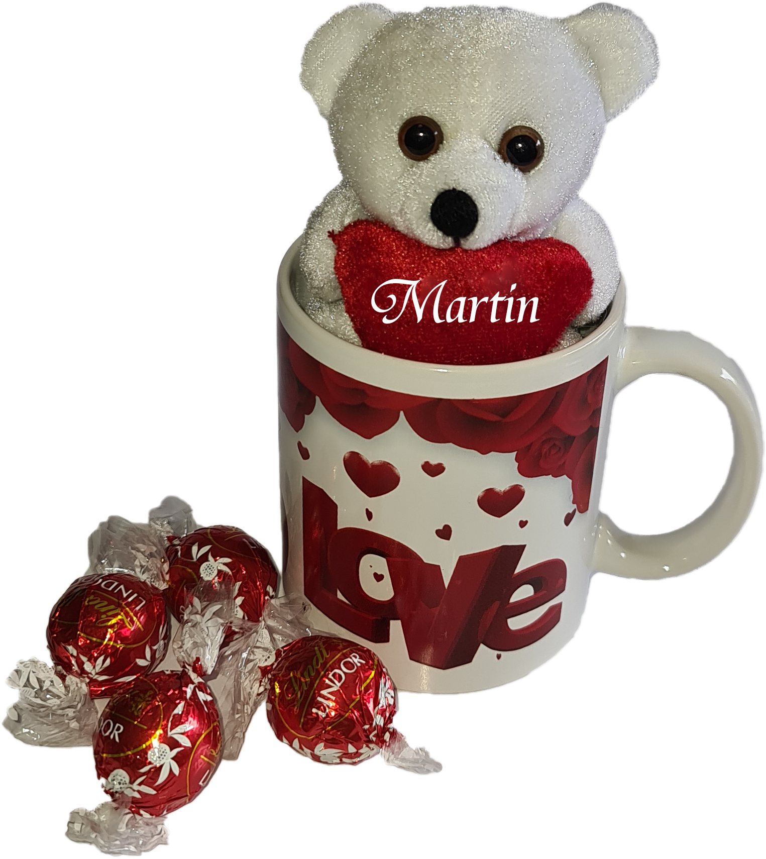 Valentine's Love mug with personalised teddy