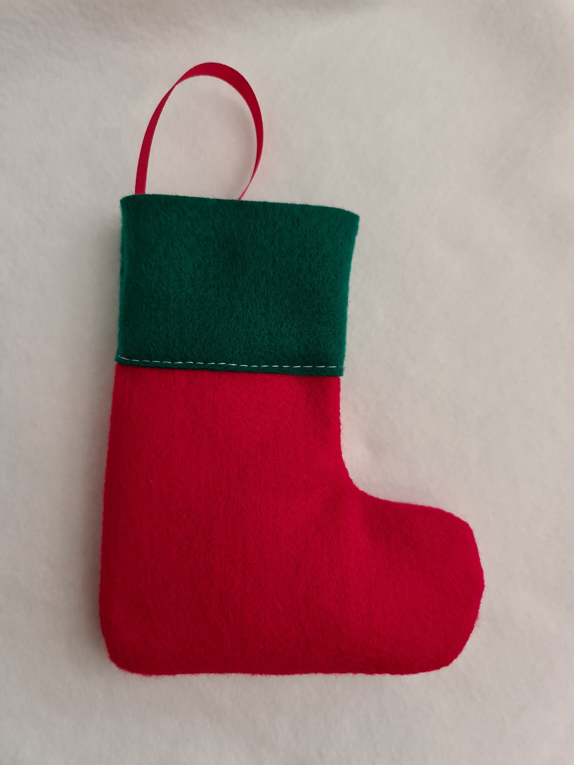 Miniature Christmas stocking - red and green